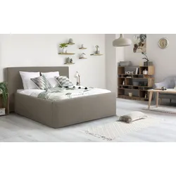 Polsterbett INOSIGN "Dalina", beige, B:211cm H:124cm L:227cm, Struktur (100% Polyester), Betten, geradliniges Kopfteil, in 5 Breiten, auch in 220cm Länge