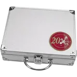 Schwäbische Albumfabrik SAFE 245 ALU Münzkoffer für 20 Euro Münzen ohne Kapseln | inkl. 6 Tableaus für 180 ungekapselte 20 Euro Münzen | 250 x 215 x 70 mm
