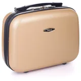 Granori Beautycase Hartschalen Kosmetikkoffer, Leichter Reise-Beautykoffer für Damen (auch als Flugzeug Handgepäck geeignet), abschließbar und mit Trolleyhalterung goldfarben