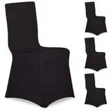 Relaxdays 8 x Stuhlhussen in Schwarz Schwarz