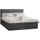 kaiser möbel Boxspringbett mit bettkasten und topper TRENTO, ohne Bein stoff Plüsch Cord 180x200 cm Graphit Textil, H2, Höhe ca. 20 cm, Schlafzimmer, Betten, Boxspringbetten