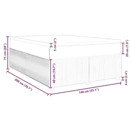vidaXL Boxspringbett 140 x 200 cm Dunkelgrau