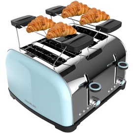 Cecotec Vertikaler Toaster Toastin' time 1700 Double Blue, 1700W, Doppelter kurzer und breiter Schlitz 3,8 cm, Obere Stäbe, Edelstahl, Automatische Abschaltung und Pop-up-Funktion, Krümelablage