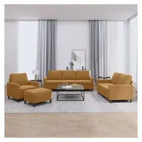 vidaXL 4-tlg. Sofagarnitur mit Kissen Braun Samt