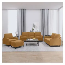 vidaXL 4-tlg. Sofagarnitur mit Kissen Braun Samt