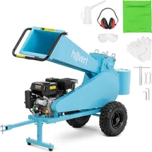 Hillvert Hillvert, Holzspalter + Häcksler, Holzhäcksler 7 PS Ø Äste 7 cm Gartenhäcksler Benzin-Häcksler Gartenschredder