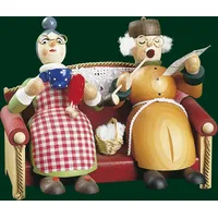 Richard Glässer GmbH Seiffen Räuchermann Oma und Opa auf Sofa 13 cm mehrfarbig