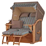 bene living Strandkorb Komplettset Schaalsee Teak PE grau Modell 520