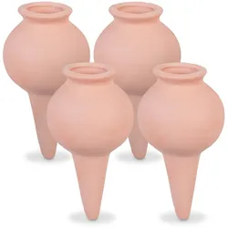Relaxdays Tonkegel 4er Set, Wasserspender für Zimmerpflanzen & Balkonkästen, automatisches Gießen, Gießkegel, terrakotta