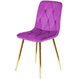 GTM Design Esstisch Stühle - Modern Polster Küchenstühle - Elegant Velours Stühle für Esszimmer und Küche - Pflegeleicht Stuhl 1 Stück - Lila - Gold Beine