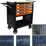 Trutzholm Werkstattwagen Werkzeugwagen 4 Schubladen bestückt Massivholz Platte Profi Compact