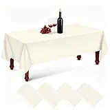 KHstylehoo 4 Stück Einweg Tischdecke, 137x274cm Ivory, Wasserdicht PEVA Material, Rechteckige Papiertischdecke für Hochzeit, Party, Grillen, Picknick, Bierzeltgarnitur