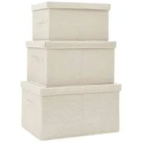 VidaXL 3-tlg. Aufbewahrungsboxen-Set Stapelbar Stoff Creme
