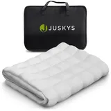 Juskys Gewichtsdecke Weiß, Anti-Stress-Decke mit Glasperlen, Baumwolle, 7 Schichten - 5 kg