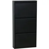 VCM ebuy24 Pisa Schuhschrank mit 3 Klappen in Metall Schwarz