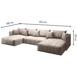 GRAINGOLD Ecksofa U-Form Ardi U - Ecksofa mit Schlaffunktion, Bettkasten - Wohnlandschaft, Wohnzimmer Sofa - Eckcouch Dunkelblau (Monolith 77) - Dunkelblau