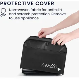 kwmobile Abdeckhaube für 2-Scheiben Toaster 19 x 20,3 x 28 cm Weiß Schwarz Smile Herz