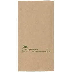 2000 Bio Servietten Recycling Tissue braun 33x33cm 1/8 Falz mit Bio Aufdruck