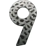 SCHÖSSWENDER Hausnummer Ziffer 9 Ziffernblatt Türnummer antik Schmiedeeisen schwarz verzinkt