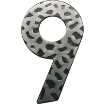 SCHÖSSWENDER Hausnummer Ziffer 9 Ziffernblatt Türnummer antik Schmiedeeisen schwarz verzinkt