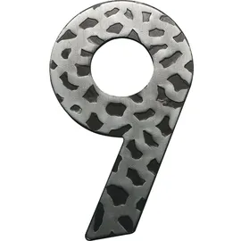 SCHÖSSWENDER Hausnummer Ziffer 9 Ziffernblatt Türnummer antik Schmiedeeisen schwarz verzinkt