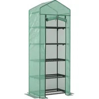Outsunny Gewächshaus mit Rolltür, Regale, winterfest Foliengewächshaus aus Stahl, Treibhaus für Balkon, Garten, Tomatenhaus 69 x 49 x 193 cm, Tomatengewächshaus für Tomaten, Gemüse, Blumen, Grün   Aosom