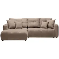 Hom`in Ecksofa, Hellbraun, Textil, 3-Sitzer, Füllung: Schaumstoff, Ottomane links, L-Form, 276x172 cm, Stoffauswahl, Liegefunktion, seitenverkehrt erhältlich, Schlafen auf Sitzhöhe, Rücken echt, Wohnzimmer, Sofas & Couches, Wohnlandschaften, Ecksofas