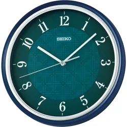 Wanduhr SEIKO, blau, Wanduhren, H: 4,5cm, Quarzuhr, Küche, Wohnzimmer, Esszimmer, Arbeitszimmer