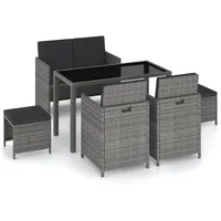 vidaXL Garten-Essgruppe Polyrattan 6-tlg. grau