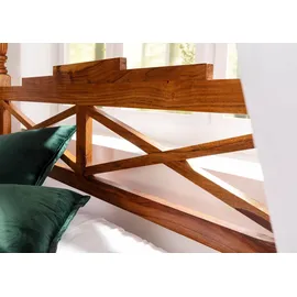 Massivmoebel24 Himmelbett Akazie 180x200x224 honig lackiert Oxford 0246