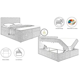 kaiser möbel Boxspringbett mit bettkasten und topper 140x200 cm VIESTA stoff Poso Gelb H3 - Gelb