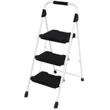COSTWAY Trittleiter, 3-Stufen-Leiter mit gepolstertem Handlauf schwarz