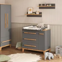 VitaliSpa Wickelkommode Malia, Grau/Artisan, 98 x 98 cm mit Schubladen,