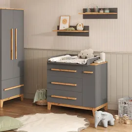 VitaliSpa Wickelkommode Malia, Grau/Artisan, 98 x 98 cm mit Schubladen,