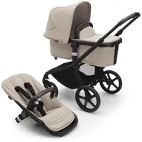 Bugaboo Fox 5, 2-in-1 Kinderwagen für jedes Gelände, mit Liegewanne und ausziehbarem Kleinkindsitz, einfach zu manövrieren und Ein-Hand Faltung, Fahrgestell in Schwarz und Sonnendach in Desert Taupe