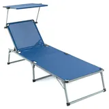 Nexos Trading Sonnenliege XXL Sonnendach 192x66x31 cm Alu Campingliege klappbar (blau)