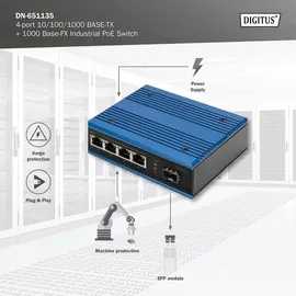 Digitus Industrial DN-651135 4+1 Port Gbit Ethernet PoE