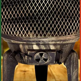 Gardebruk Gardebruk® Terrassenofen Gusseisen mit Funkenschutz Abdeckung Schürhaken 28kg Gartenofen Gartenkamin Feuerstelle