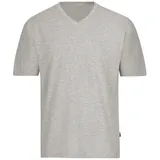 TRIGEMA T-Shirt "TRIGEMA V-Shirt DELUXE Baumwolle", Herren, Gr. S, grau (grau, melange), Single Jersey, 100% Baumwolle, Basic, lang, V-Ausschnitt, Shirts T-Shirt