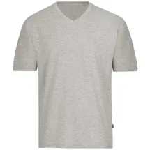 TRIGEMA T-Shirt "TRIGEMA V-Shirt DELUXE Baumwolle", Herren, Gr. S, grau (grau, melange), Single Jersey, 100% Baumwolle, Basic, lang, V-Ausschnitt, Shirts T-Shirt