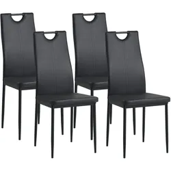 Albatros Esszimmerstühle SALERNO 4er Set, Schwarz -Edles Italienisches Design, Polsterstuhl Kunstleder-Bezug, Modern und Stilvoll am Esstisch - Küchen