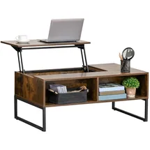 Homcom Couchtisch mit Höhenverstellbarer Platte Spanplatte Braun 100 x 60 x 44cm