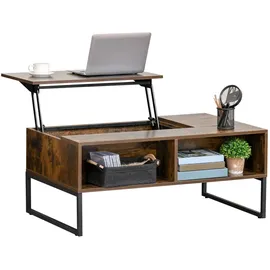 Homcom Couchtisch mit Höhenverstellbarer Platte Spanplatte Braun 100 x 60 x 44cm