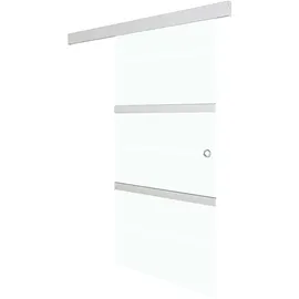 vidaXL Schiebetür mit Softclose ESG-Glas und Aluminium rechts 76 x 205 cm Silber