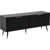 FineBuy TV Schrank 150 cm Schwarz Türen Fernsehkommode Eiche Modern