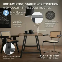 ECD Germany Tischbeine Tischgestell A-Design Industriedesign Stahl 70 x 72 cm Anthrazit