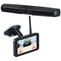 Lescars Einparkhilfe: Kabellose Solar-Funk-Rückfahrkamera mit Full HD & 5" (12,5 cm) Monitor (Nachtsicht, Rueckfahrkamera, Frontkamera)
