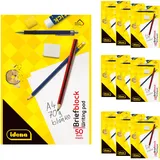IDENA 90430 - Block blanko 50 Blatt 70g/m2 DIN A4, 10 Stück, Schreibblock mit und ohne Rand, Papier ungelocht und kopfgeleimt