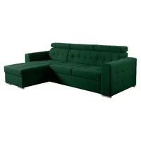 MIRJAN24 Ecksofa Zara, Eckcouch vom Hersteller, Schlafsofa, Stilvoll Polsterecke, Wohnzimmer L-Form (Farbe: Kronos 19, Seite: Links) - Grün