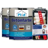 Plid® Betonfarbe Innen & Außen Frostsicher Silbergrau 5L - Flüssigkunststoff Bodenbeschichtung - Betonfarbe Kellerboden - Bodenfarbe für Keller, Zement, Mauerwerk & Holz - Made in Germany Set